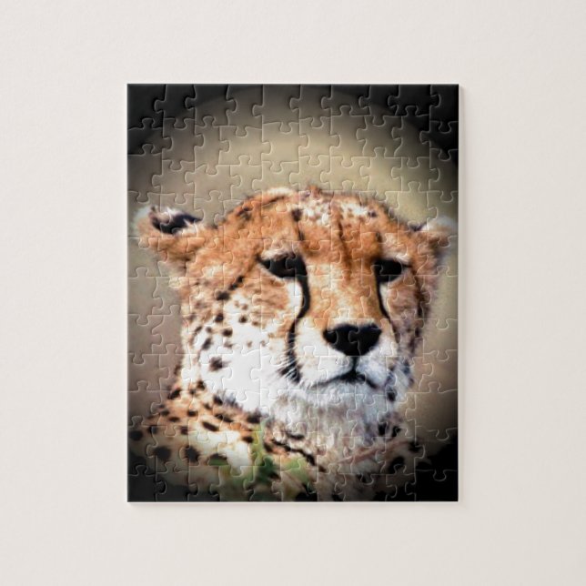 Cheetah Portrait by Full Moon: Nature's Grace Jigsaw Puzzle (Vertical)