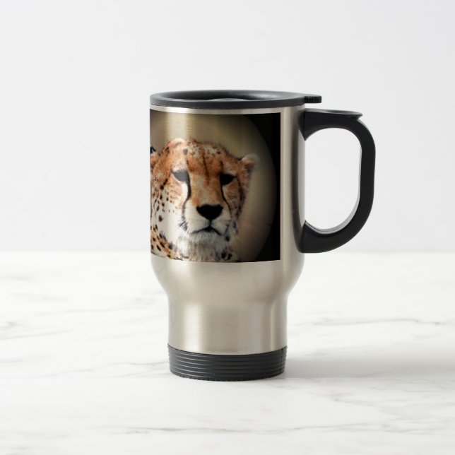 Cheetah Portrait by Full Moon: Nature's Grace Travel Mug (Right)