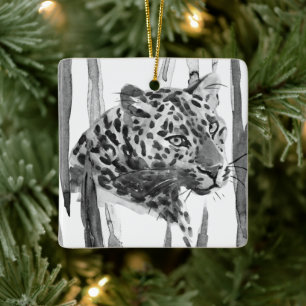 Cheetah Portrait Ceramic Ornament