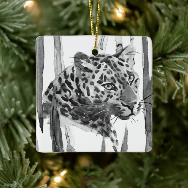 Cheetah Portrait Ceramic Ornament (Tree)