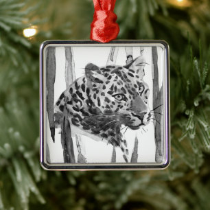 Cheetah Portrait Metal Ornament