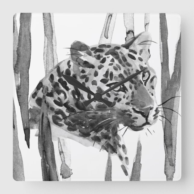 Cheetah Portrait Square Wall Clock (Front)