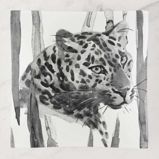 Cheetah Portrait Trinket Tray (Front)