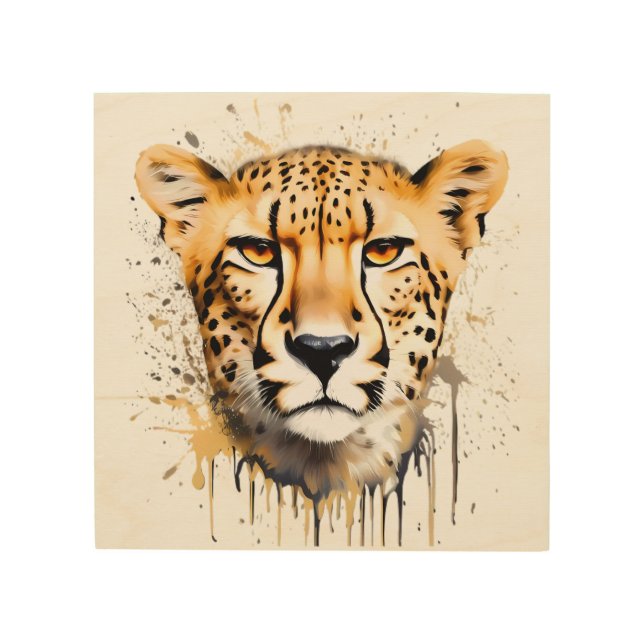 Cheetah Portrait Wood Wall Art (Front)