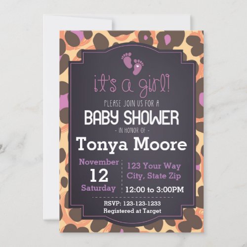 Cheetah Print Baby Shower Invitation
