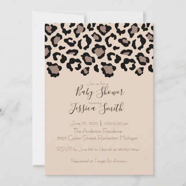 Cheetah Print Baby Shower Invitation Zazzle