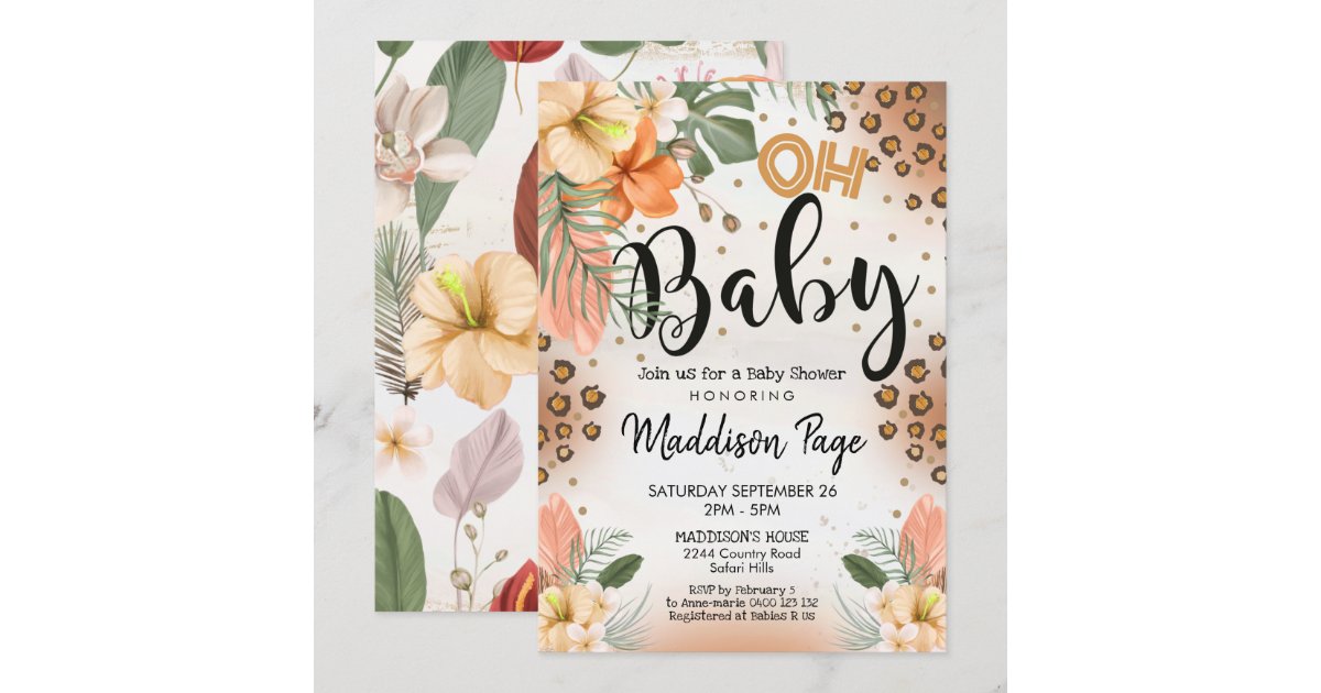 Cheetah Print Baby Shower Invitation Safari Baby Zazzle