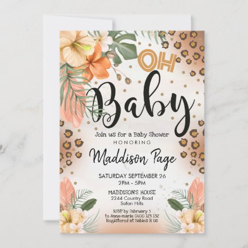 Cheetah Print Baby Shower Invitation Safari Baby Zazzle