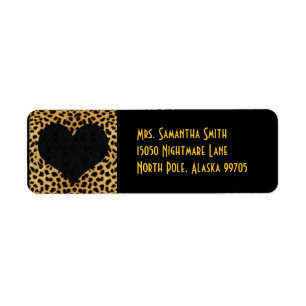Cheetah Print Black Heart - Custom Address Label