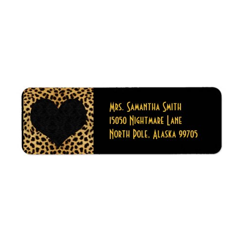 Cheetah Print Black Heart _ Custom Address Label
