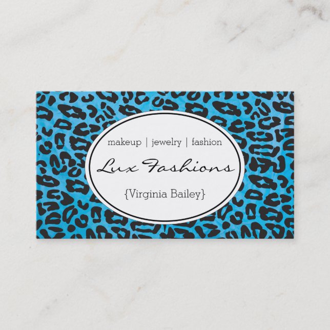 Cheetah Print (blue) Business Card (Front)