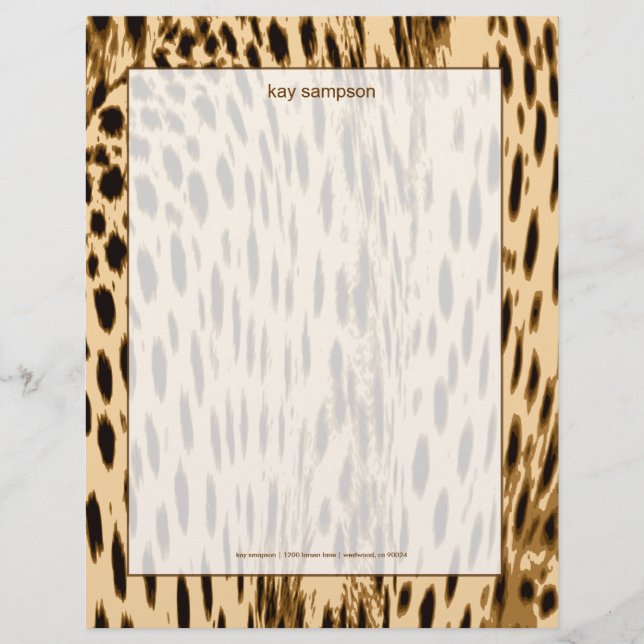 Cheetah print, blush background letterhead (Front)
