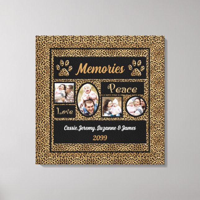 Cheetah Print Collage Memories 4 Photos (Front)