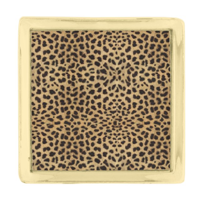 Cheetah Print Gold Finish Lapel Pin (Front)