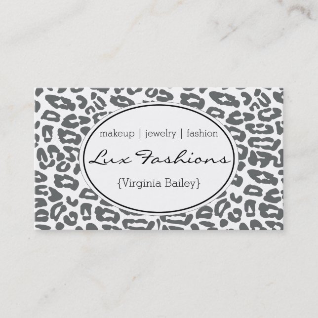 Cheetah Print (gray) Business Card (Front)