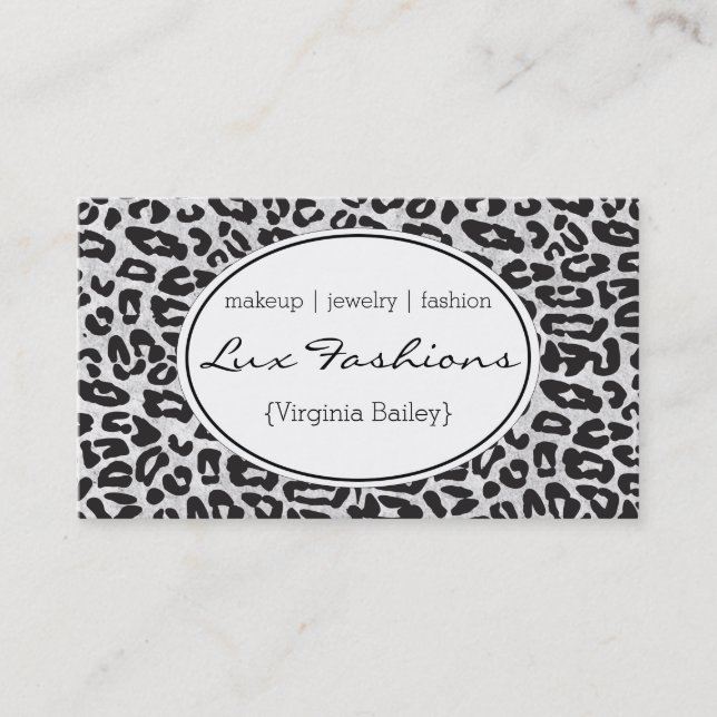 Cheetah Print | Gray, Texture Business Card (Front)
