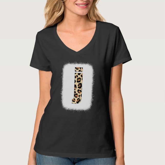 Cheetah Print Letter J  Initial Letter J Leopard B T-Shirt (Front)