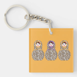 Cheetah Print Matryoshka Keychain 