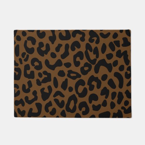 Cheetah Print Pattern Black Brown Doormat
