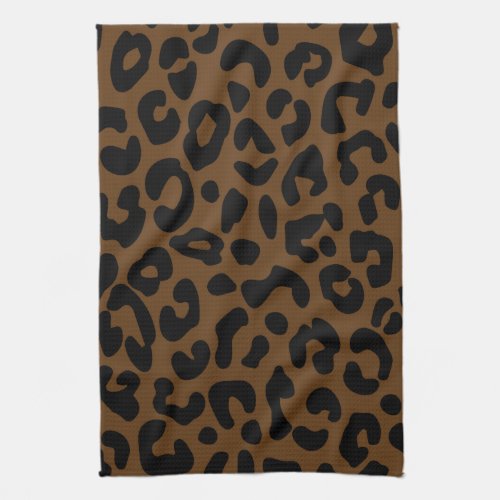 Cheetah Print Pattern Black Brown Kitchen Towel