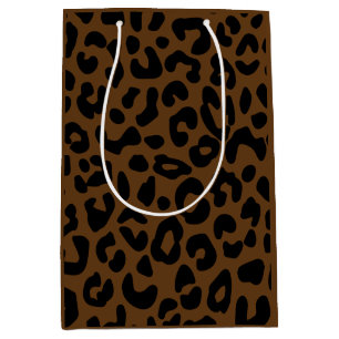 Cheetah Print Pattern Black Brown Medium Gift Bag