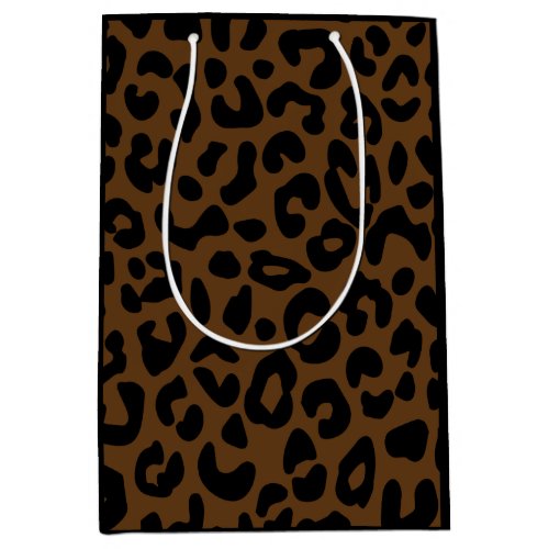 Cheetah Print Pattern Black Brown Medium Gift Bag