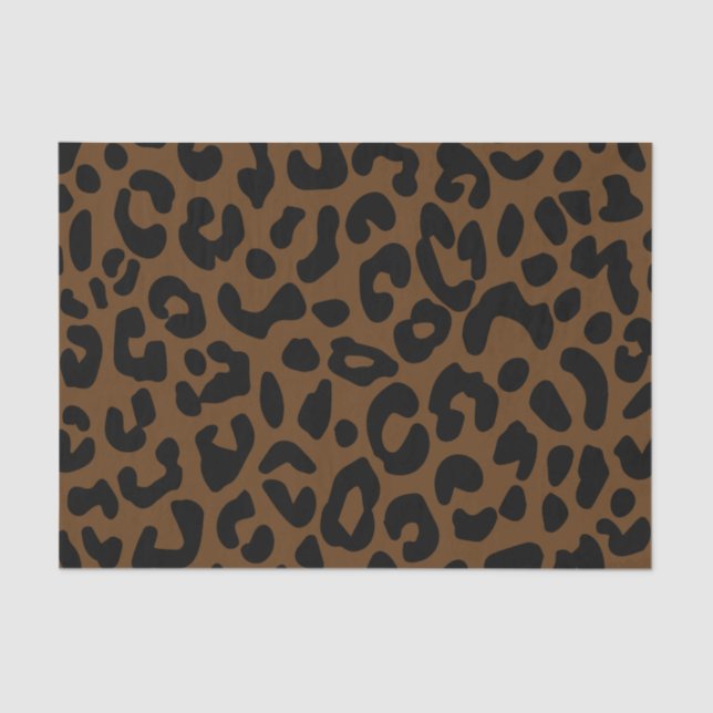 Cheetah Print Pattern Black Brown Tissue Paper (Front)