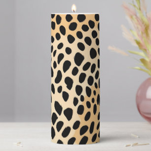 Cheetah Print Pattern Pillar Candle