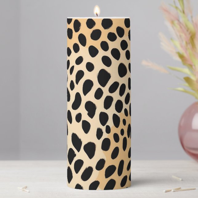 Cheetah Print Pattern Pillar Candle (In Situ)