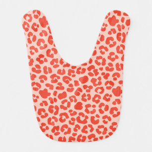 Cheetah Print Pattern Red Baby Bib