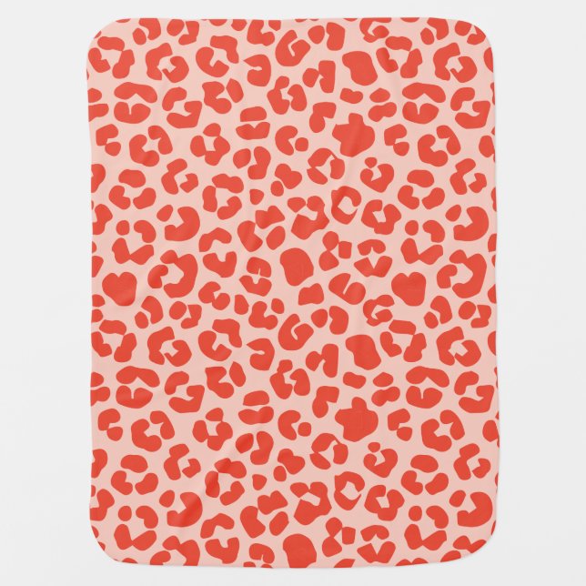 Cheetah Print Pattern Red Baby Blanket (Front)