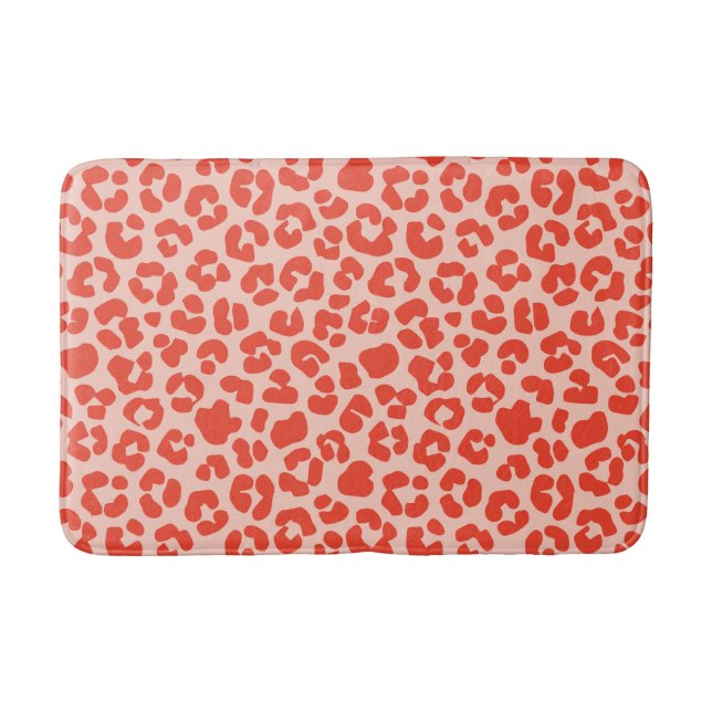 Cheetah Print Pattern Red Bath Mat (Front)