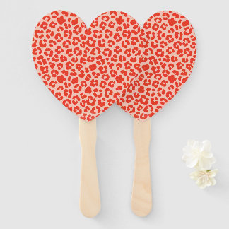 Cheetah Print Pattern Red Hand Fan