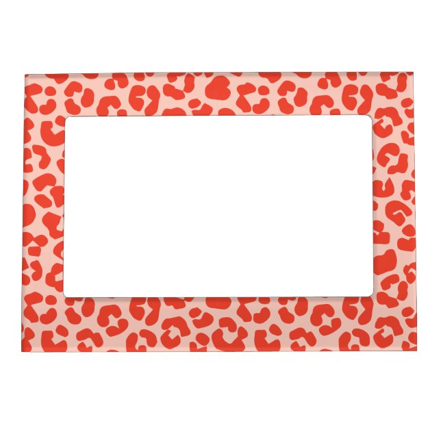 Cheetah Print Pattern Red  Magnetic Frame (Front)