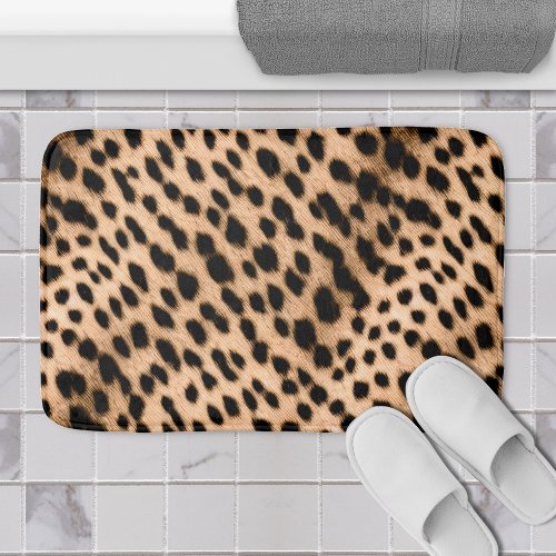 Cheetah Print Pattern Tan Brown  Black Bath Mat