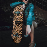 Cheetah Print Pattern Tan Brown & Black Heart Skateboard<br><div class="desc">Cute tan brown and black cheetah print skateboard with heart shape for women and girls.  Customize the name for a personalized gift.</div>