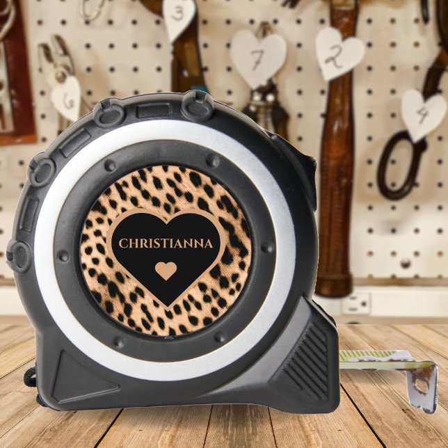 Cheetah Print Pattern Tan Brown & Black Heart Tape Measure (Cheetah Print Pattern Tan Brown & Black Heart Tape Measure)