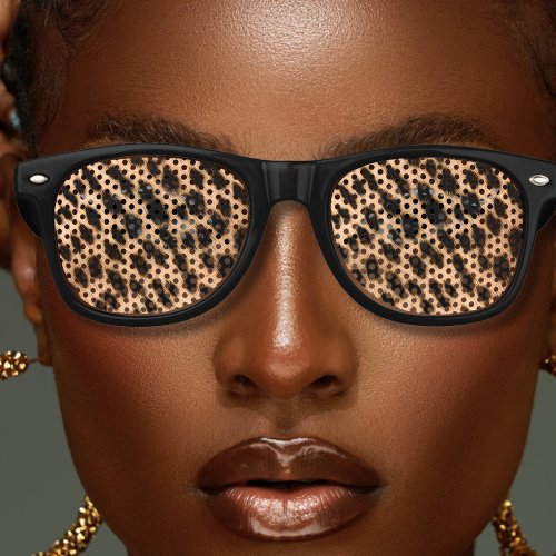 Cheetah Print Pattern Tan Brown  Black Retro Sunglasses