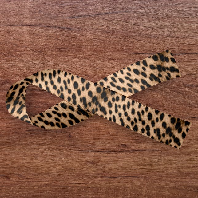Cheetah Print Pattern Tan Brown & Black Satin Ribbon (Creator Uploaded)