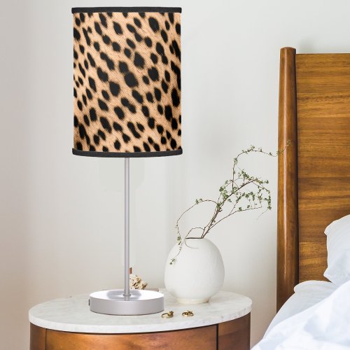 Cheetah Print Pattern Tan Brown  Black Table Lamp