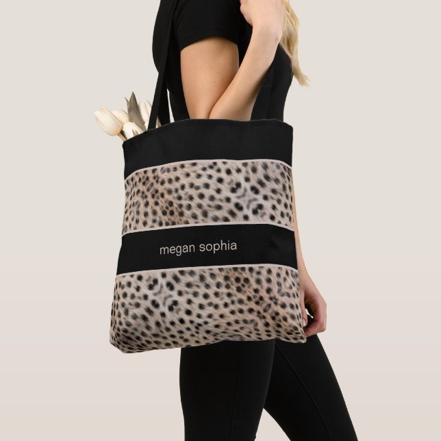 Cheetah Print Personalize Tote Bag (Close Up)