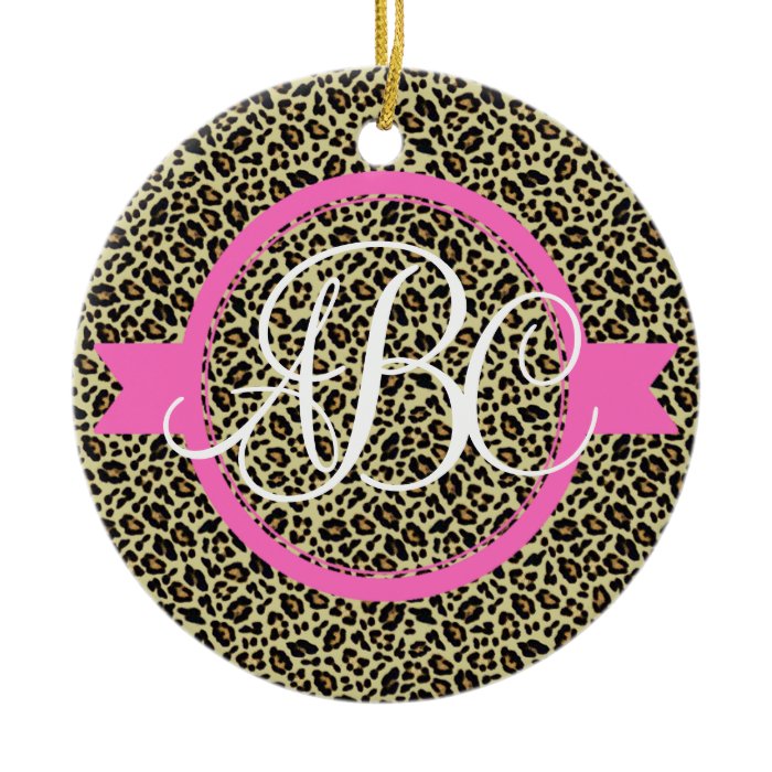 Cheetah Print Personalized Monogram Ornament