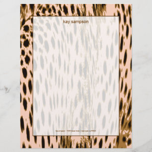 Cheetah print, pink background letterhead