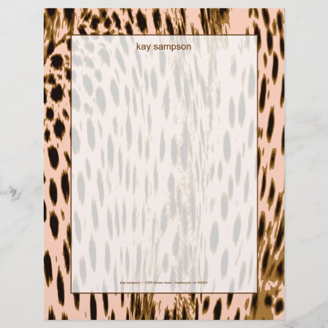 Cheetah print, pink background letterhead (Front)