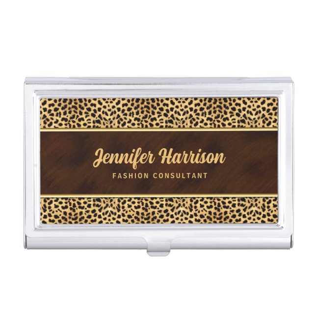 Cheetah Print Professional Business Card Case (Front)
