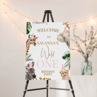 Cheetah Print Safari Wild One 1st Birthday Welcome