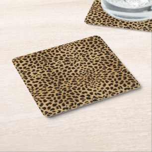 Cheetah Print Square Paper Coaster