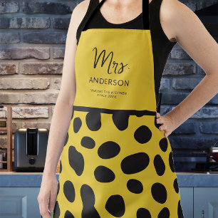 Cheetah Print Taming Kitchen Yellow Black Funny Apron