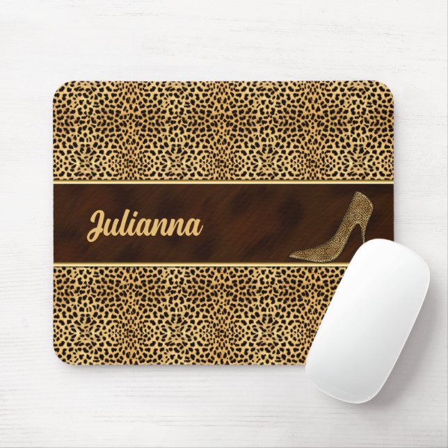 Cheetah Print with a Stiletto Heel Mouse Pad (With Mouse)