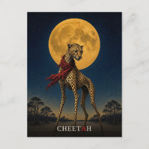 Cheetah Red Scarf gothic Surreal Postcard
